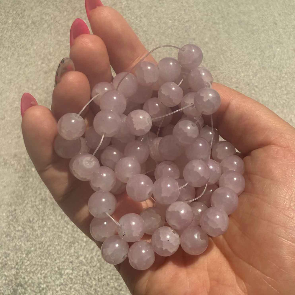 Magical Photochromic Crackle Glass Beads 10 mm – Ivory Turns Purple in Sunlight, Hole 1 mm, Strand ~85 pcs – Perfect for Creating Dynamic Jewelry that Changes with Light