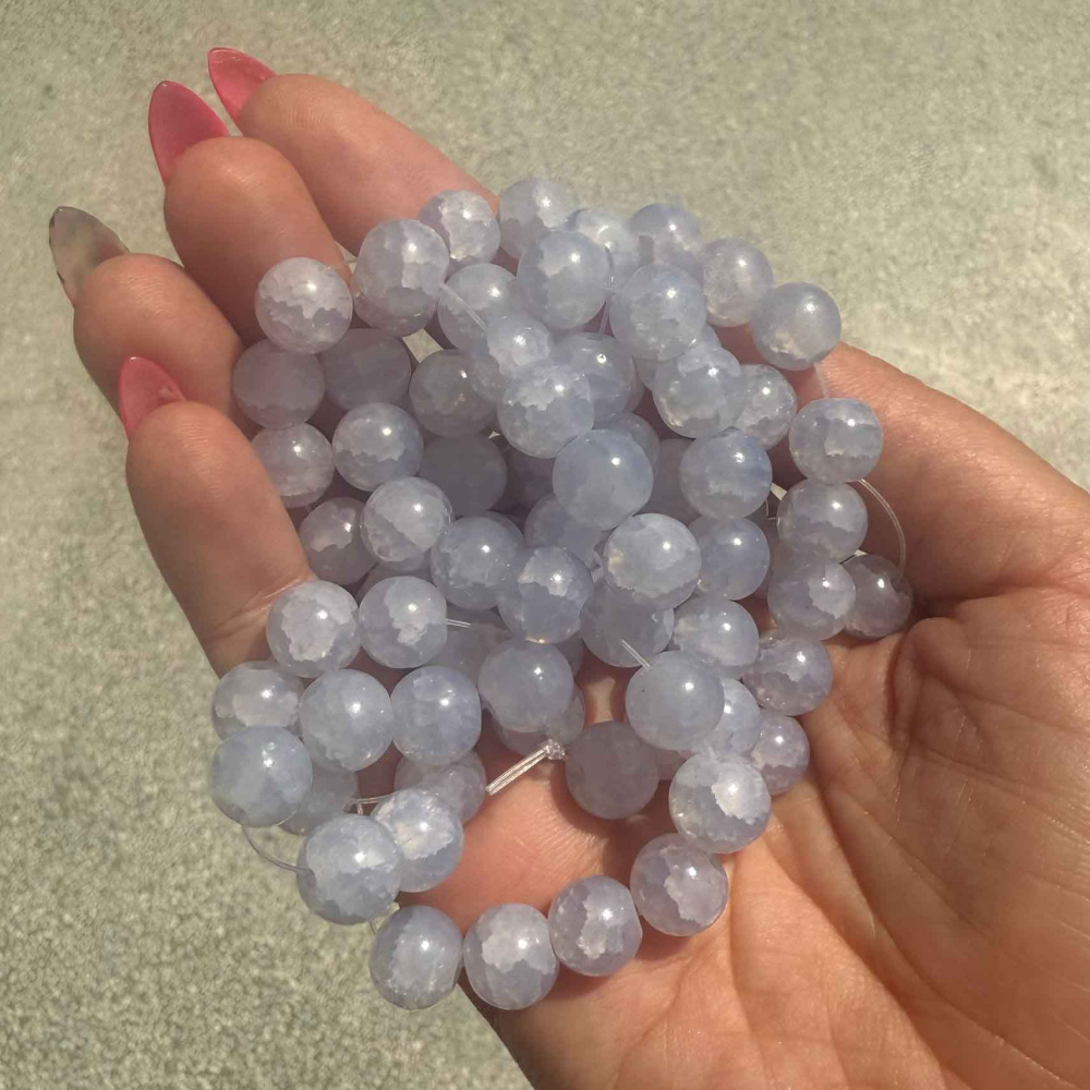 Magical Photochromic Crackle Glass Beads 10 mm – Pale Purple Turns Blue in Sunlight, Hole 1 mm, Strand ~85 pcs – Perfect for Creating Interactive Jewelry that Changes Color in the Light