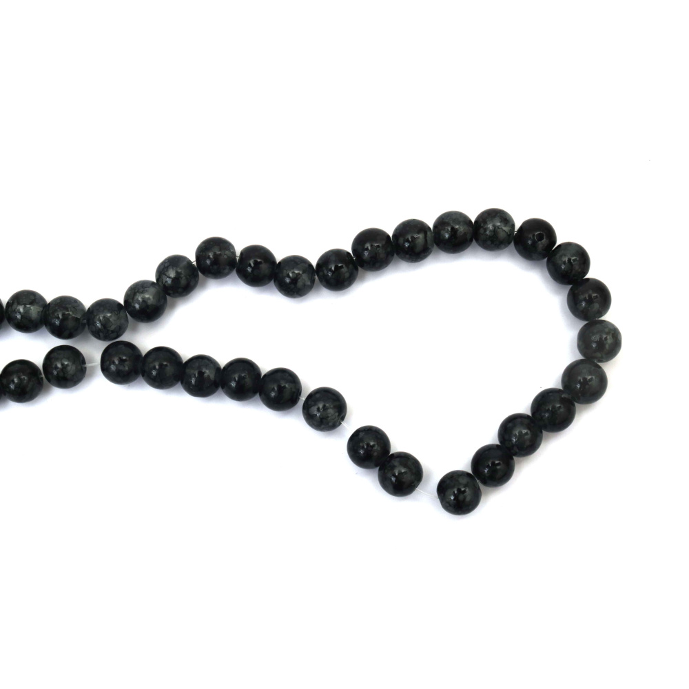Elegant Painted Glass Beads 10 mm – Black, Hole 1 mm, Strand ~85 pcs – Perfect for Creating Classic Jewelry & Sophisticated Handmade Designs