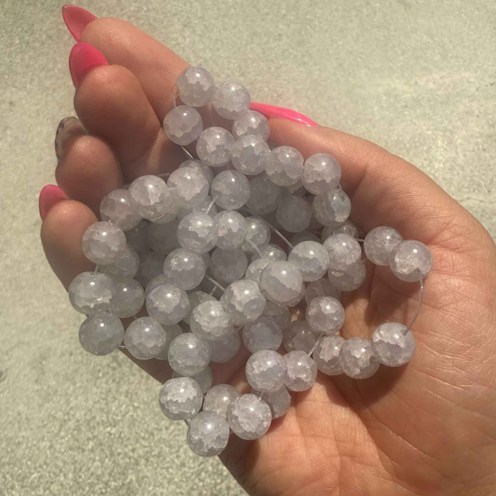 Наниз фотохромни мъниста стъкло КРАКЪЛ топче 10 мм дупка 1 мм цвят светло зелен става сив на слънце ±85 броя