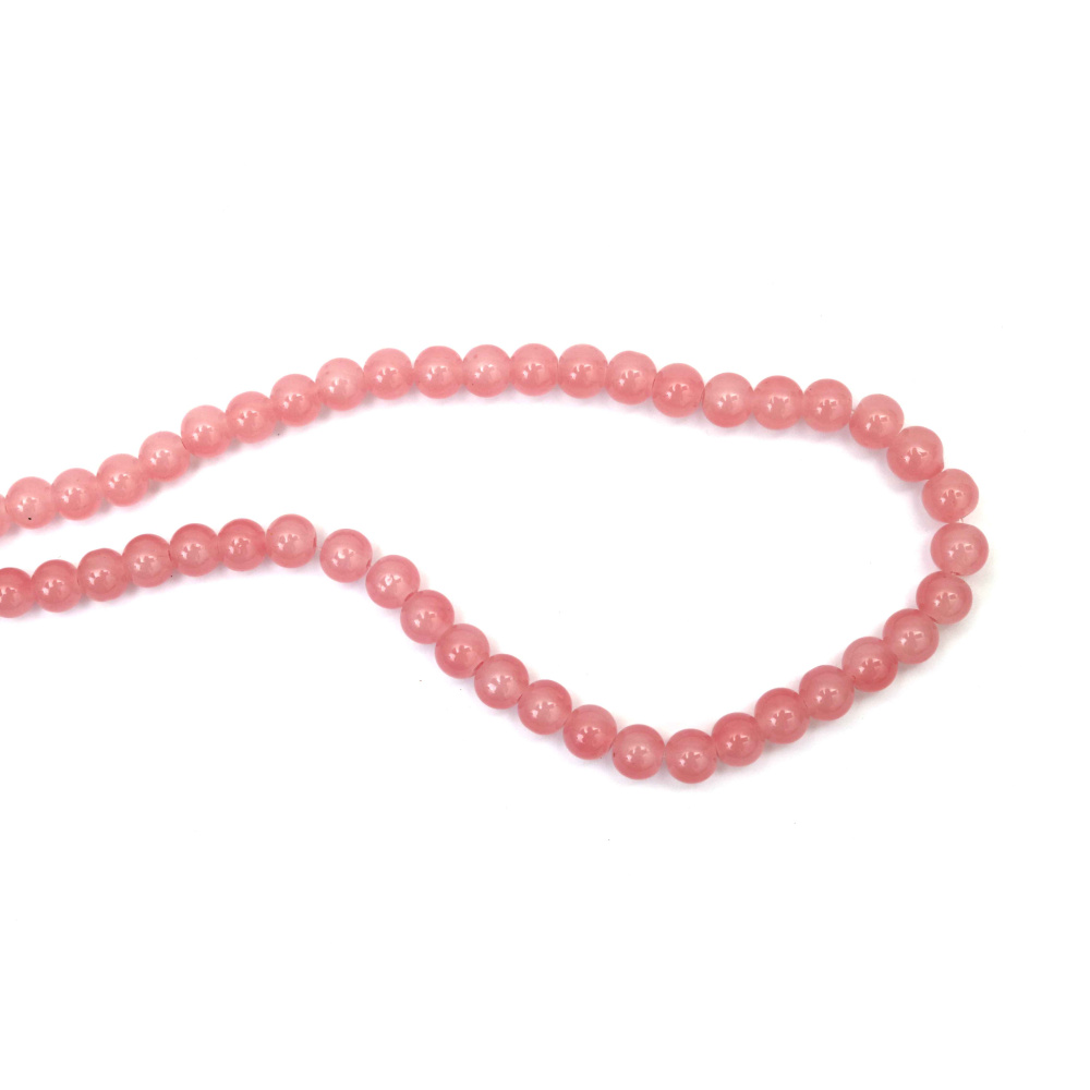 Elegant Imitation Jade Glass Beads 8 mm – Pink, Hole 1 mm, Strand ~105 pcs – Perfect for Creating Delicate Jewelry & Romantic Handmade Designs