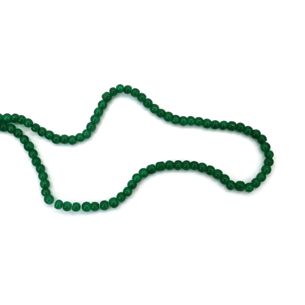 Fresh Imitation Jade Glass Beads 4 mm – Green, Hole 1 mm, Strand ~200 pcs – Perfect for Creating Natural Jewelry & Elegant Handmade Designs