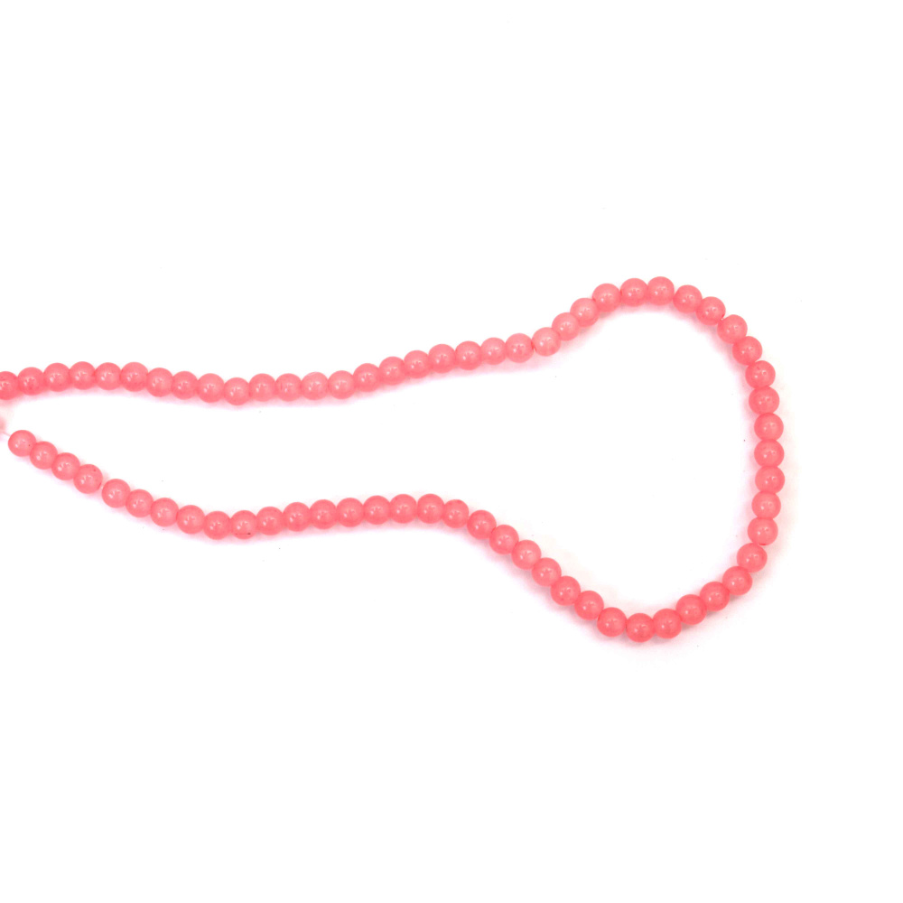 Delicate Imitation Jade Glass Beads 4 mm – Salmon, Hole 1 mm, Strand ~180 pcs – Perfect for Creating Elegant Jewelry & Graceful Handmade Designs