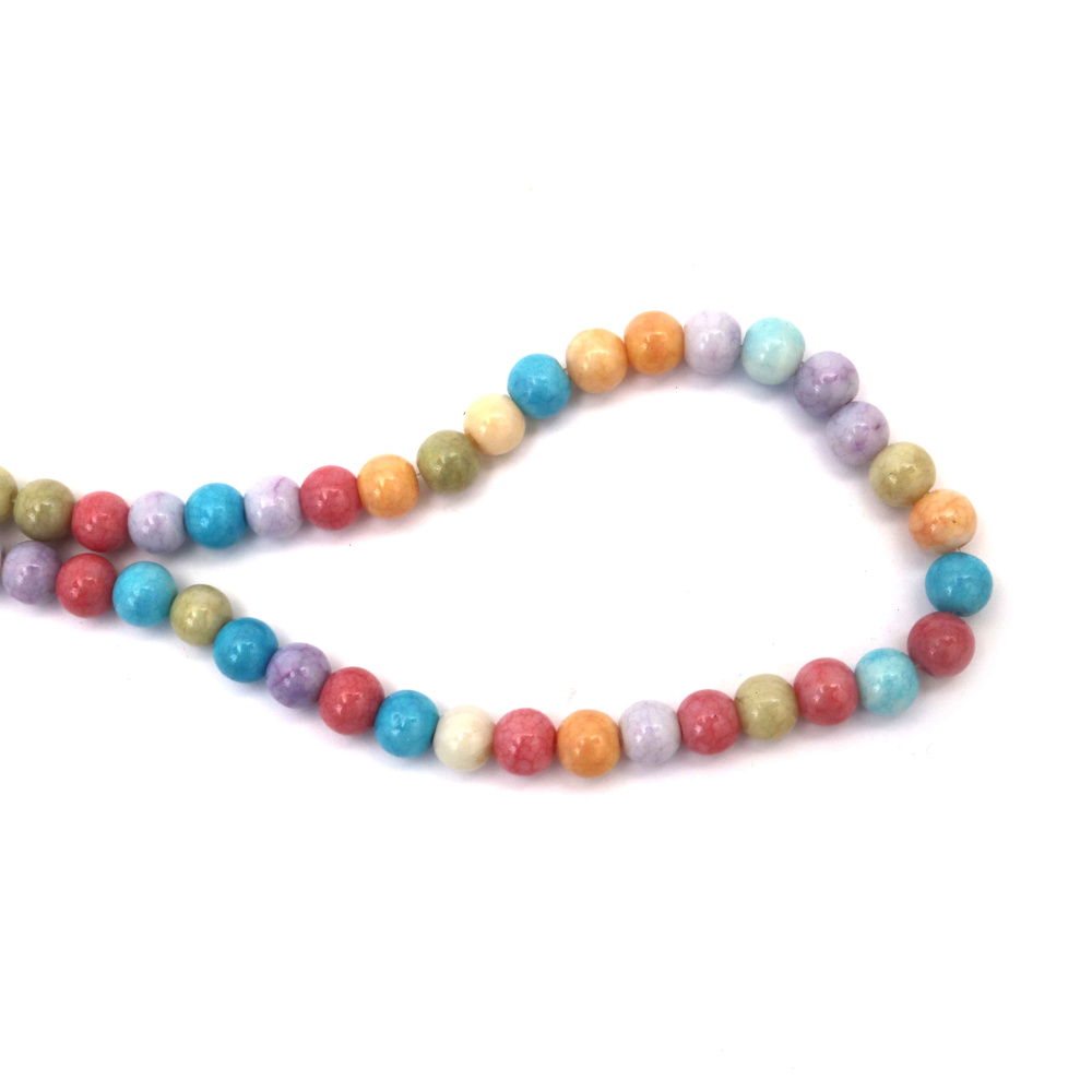 Vibrant Crackle Glass Beads 8 mm – MIX Colors, Hole 1 mm, Strand ~105 pcs – Perfect for Creating Colorful Jewelry & Fun Handmade Designs