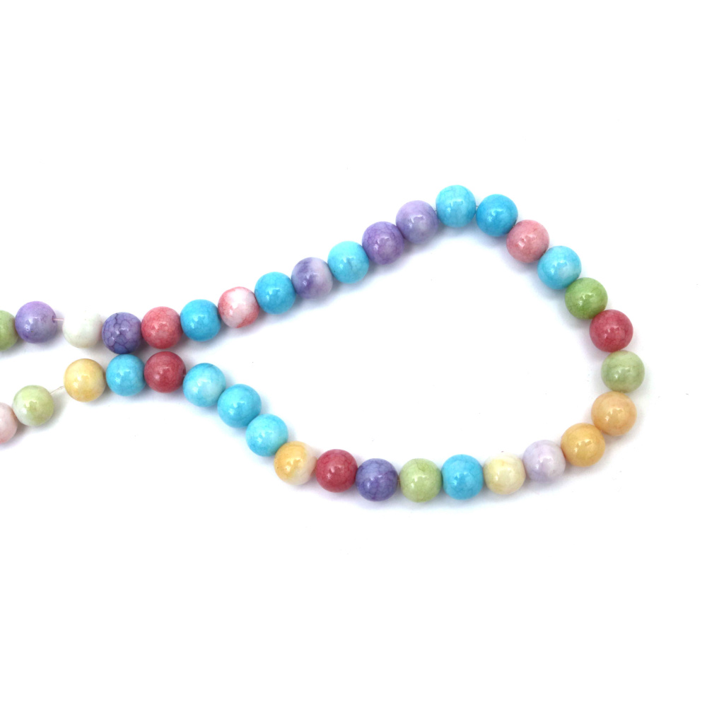 Наниз мъниста стъкло топче 10 мм дупка 1 мм напукано МИКС ±80 броя