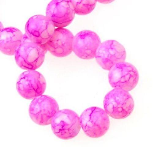 Glass beads strands, ball shaped for jewelry making, DIY home decor projects 10 mm painted pink - 80 cm ~ 83 pieces