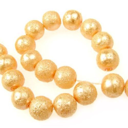 Pearl glass beads strands for jewelry making 10 mm hole 2 mm peach ~ 83 pieces
