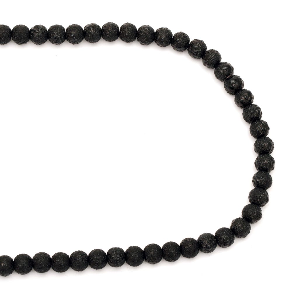 String rough glass beads 8~8.5x7.5~8mm hole 1.5mm black ~ 106 pieces