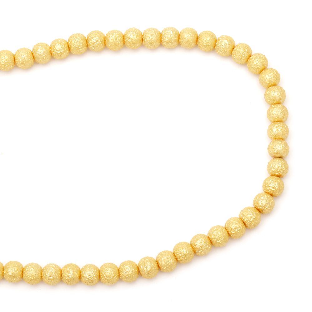 Glass round beads strands for DIY accessories making, rough ball 8~8.5x7.5~8 mm hole 1.5mm color gold ~ 106 pieces