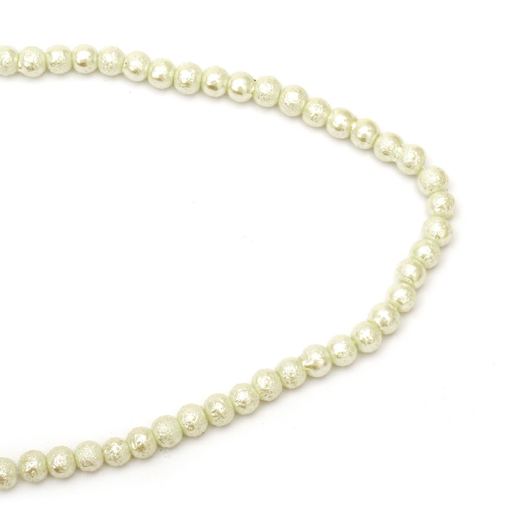 Glass rough beads strands for DIY necklaces, bracelets and garment accessories making, 8~8.5x7.5~8mm hole 1.5mm color ivory ~ 106 pieces