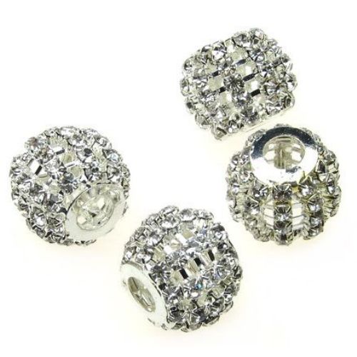 Dazzling Shambhala metal round bead with crystals for jewelry making 18x14 mm hole 6 mm