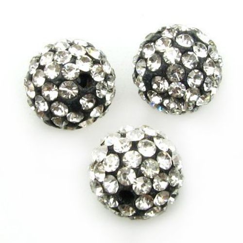 Shambhala polymer clay charm with crystals 12 mm hole 2 mm black with white crystals