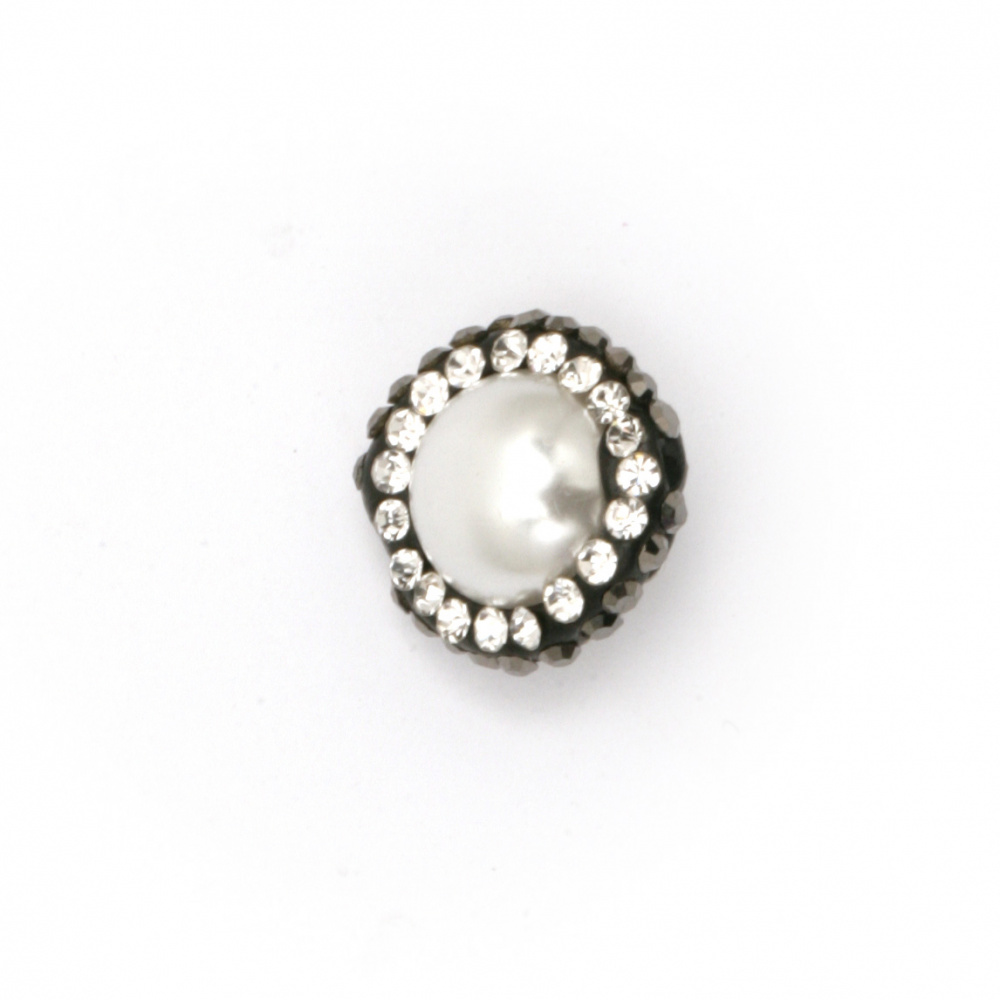 Bead polymer with crystals imitation pearl 15x10 mm hole 2 mm