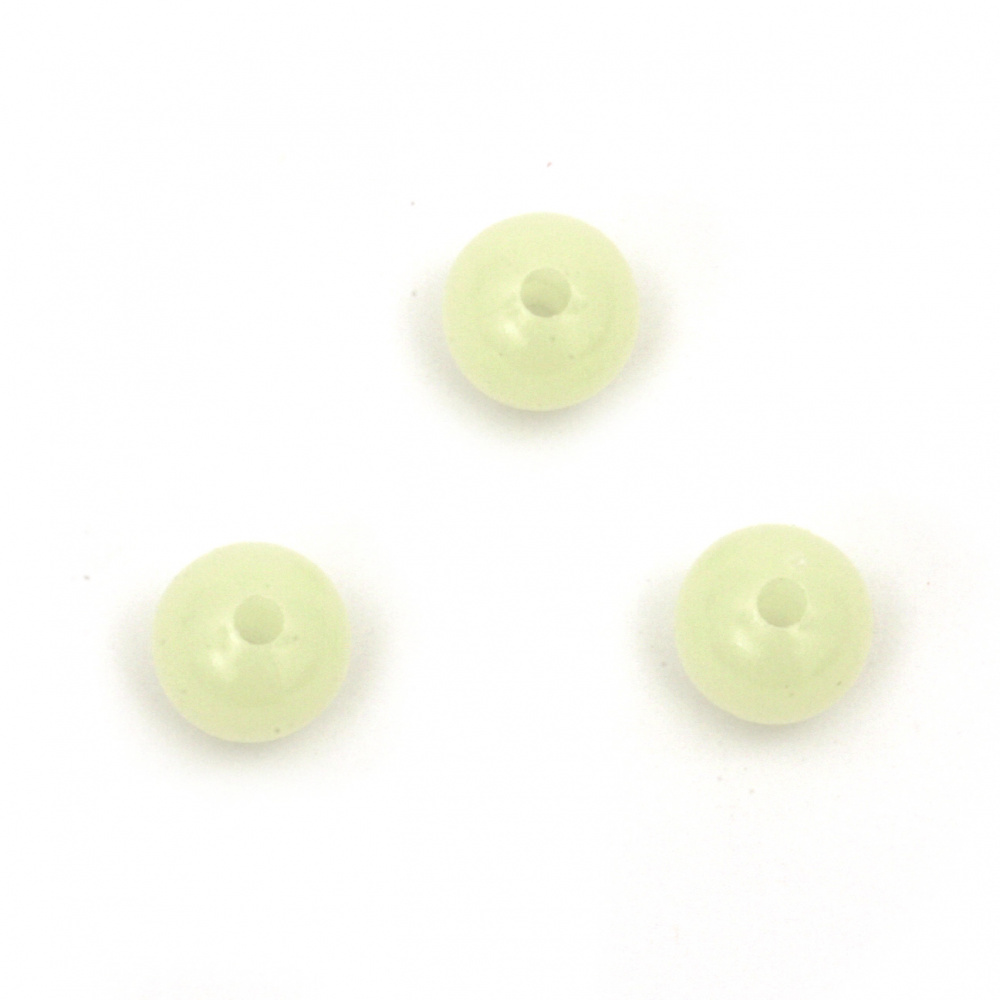 Margele cu bile de neon 8 mm gaură 2 mm culoare verde pal -20 grame ~ 72 bucăți