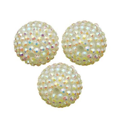 Glamorous Shambhala  plastic resin charm bead 16 mm hole 2.5 mm rainbow white - 4 pieces