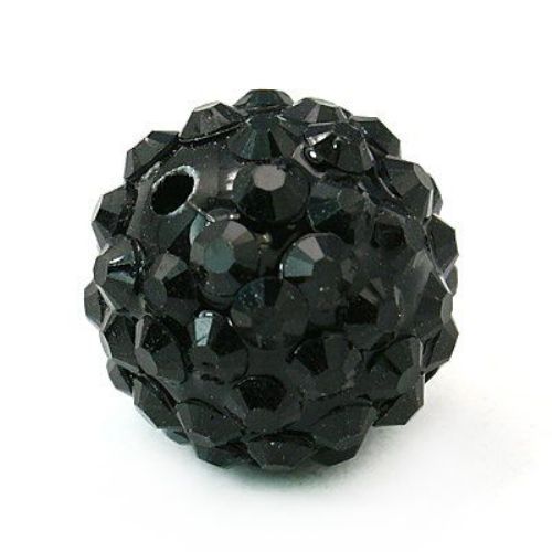 Plastic Resin Ball-shaped Bead SHAMBALLA, 14 mm, Hole: 2.5 mm, Black -4 pieces