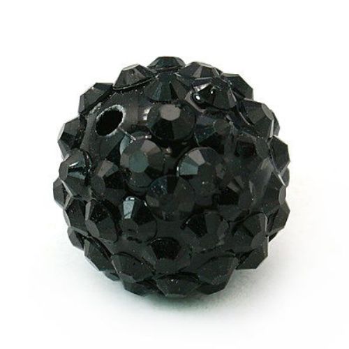 Plastic Resin Ball-shaped Bead SHAMBALLA, 10 mm, Hole: 2 mm, Black -4 pieces