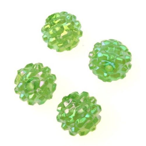 Dyed Shambal plastic resin bead 18 mm hole 2 mm rainbow green - 4  pieces