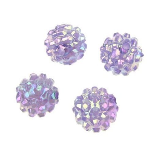 Shambhala plastic resin charm bead 18 mm hole 2 mm rainbow purple - 4 pieces