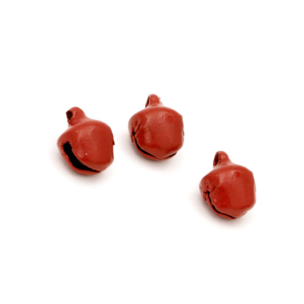Metal Jingle bell for jewelry making and DIY decorations 9x7x7 mm hole 1 mm color red - 50 pieces