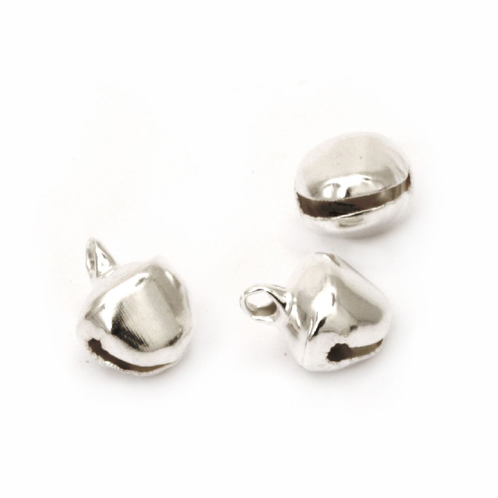 Metal Bells for Jewelry and Home Decoration, 8x10 mm, Hole: 1.5 mm, Silver Color, 50 pieces