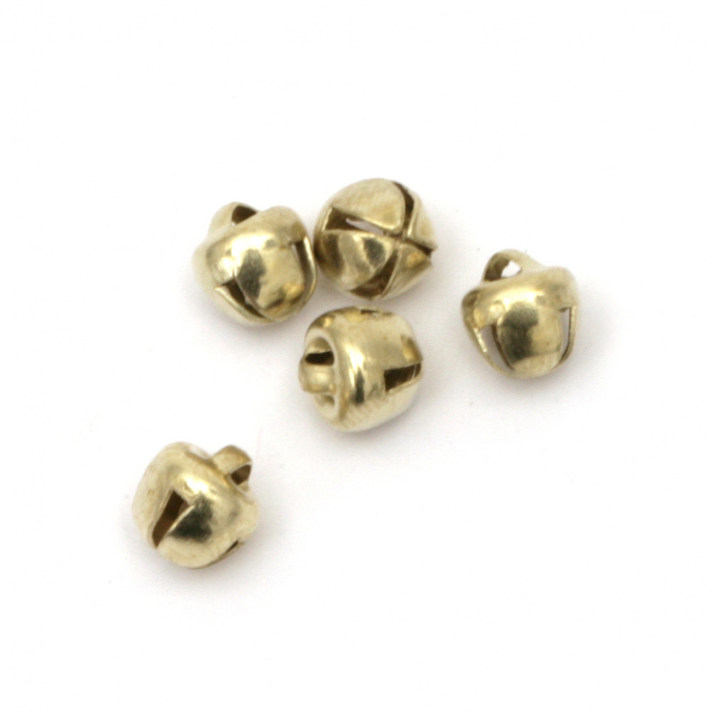 Metal Jingle bell for jewelry making and DIY decorations 6x6x7 mm hole 1 mm first quality color gold -  50 pieces