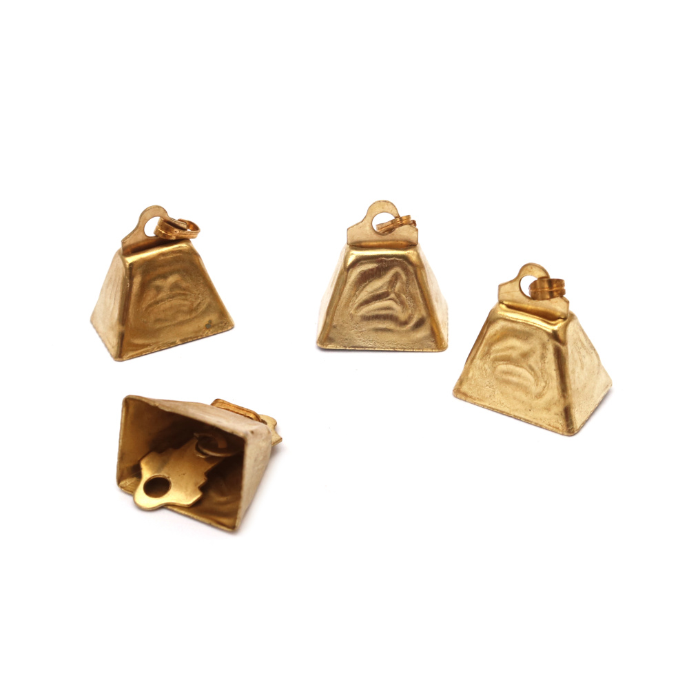 Metal Bell for DIY decorations, 16x15 mm - hole 3 mm - Gold color - 4 pieces
