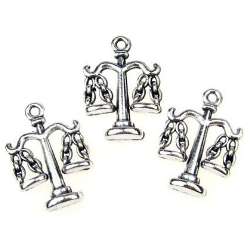Jewelry findings -  metal scales pendant 22x16x6 mm hole 1.5 mm color silver - 5 pieces