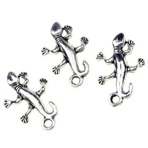 Jewelry metal components - pendant  lizard 23.5x15x2 mm hole 2 mm color silver - 10 pieces
