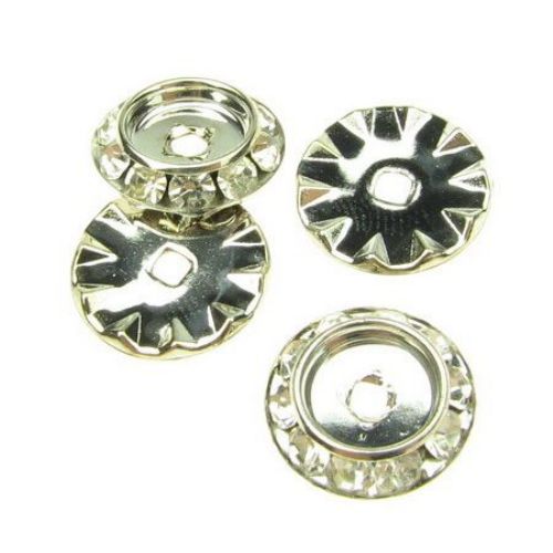 Metal spacer, washer bead with small crystals 13x3.5 mm color silver - 5 pieces