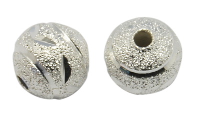 Metal ball with relief 8 mm hole 1.5 mm color white - 5 pieces