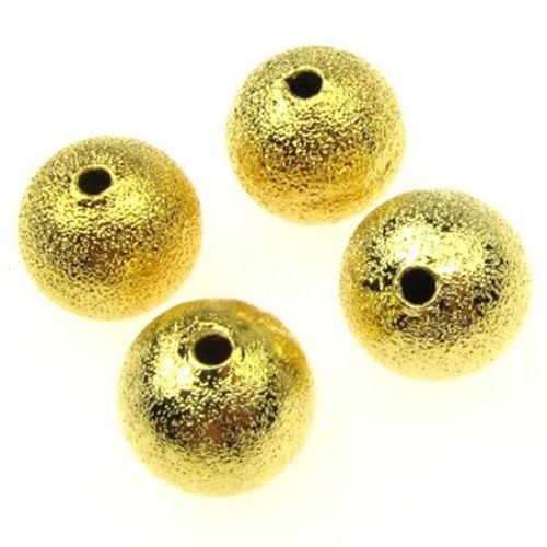 Metal ball with relief 12 mm hole 1.8 mm gold color -5 pieces