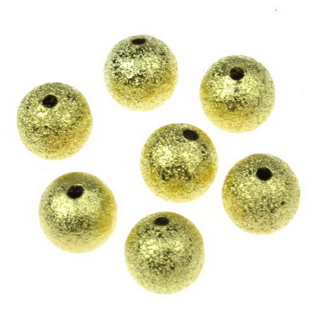 Metal ball with relief 10 mm hole 1.8 mm gold color -10 pieces