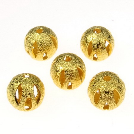 Metal ball with relief 10 mm hole 1.8 mm cut gold color -5 pieces