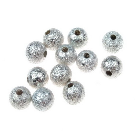 Metal ball with relief 6 mm hole 1 mm color silver -20 pieces