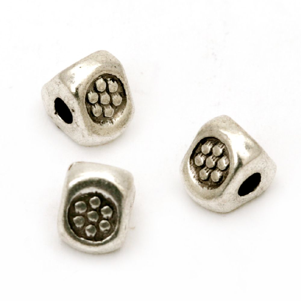 Margele metalic 5x5x4,5 mm gaură 2 mm culoare argintiu vechi -20 bucăți