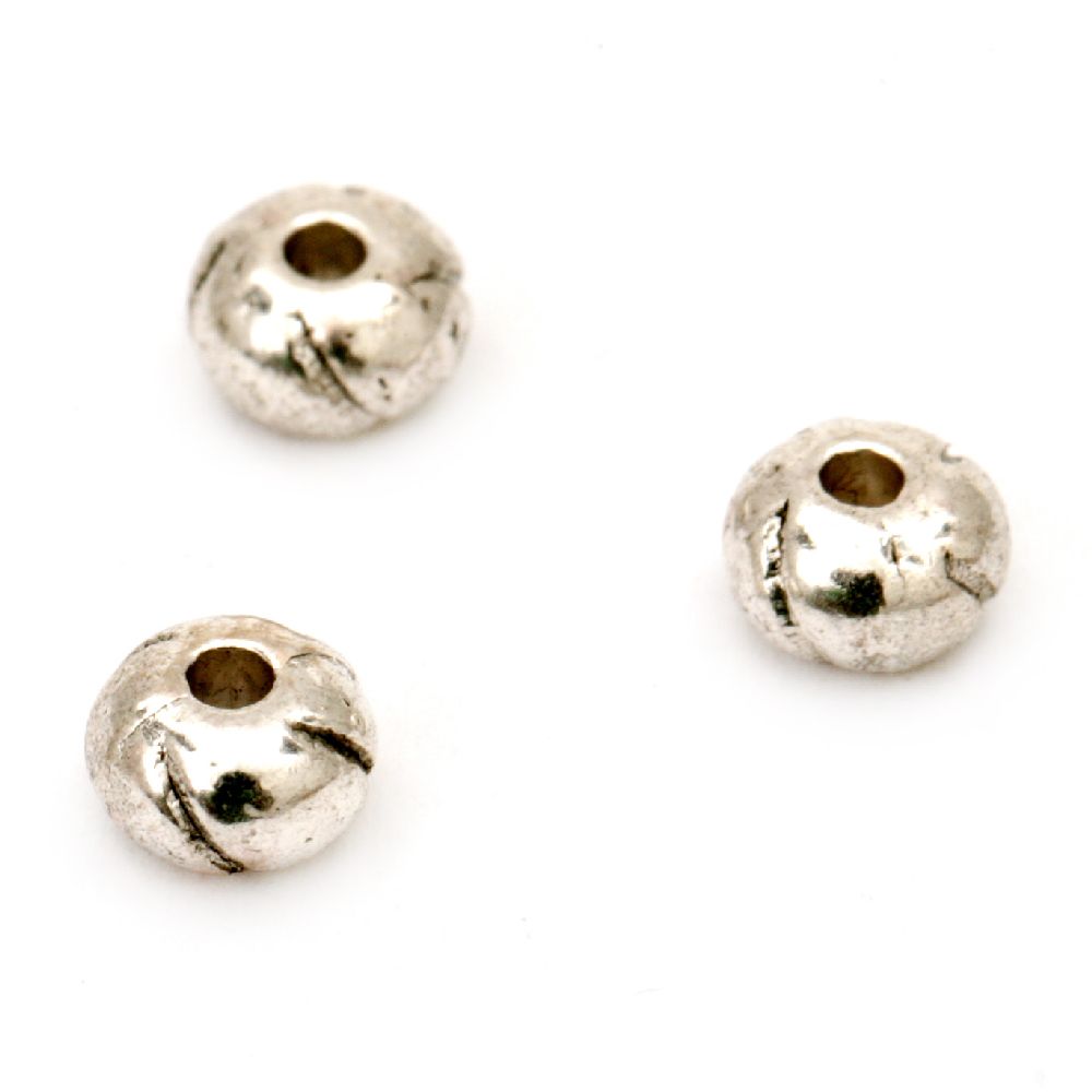 Margele metalic oval 5,5x5,5x3 mm gaură 3,5 mm culoare argintiu vechi -20 bucăți