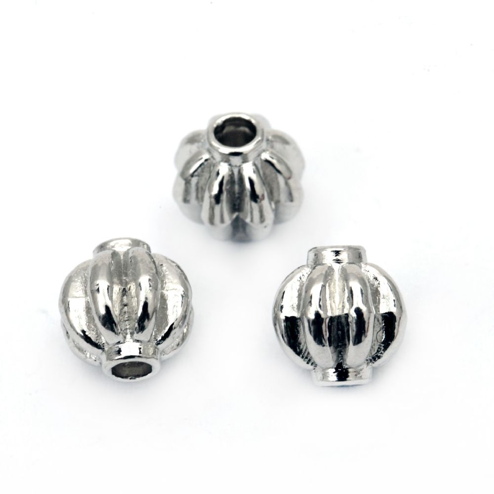 Bead metal ball 8 mm hole 2 mm color silver -10 pieces
