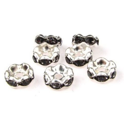 Metal washer with purple crystals zig zag 8x4 hole 1.5 mm -10 pieces