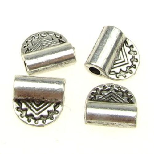 Metal bead  for handmade jewelry making 8x8x3 mm hole 1.5 mm color silver -10 pieces