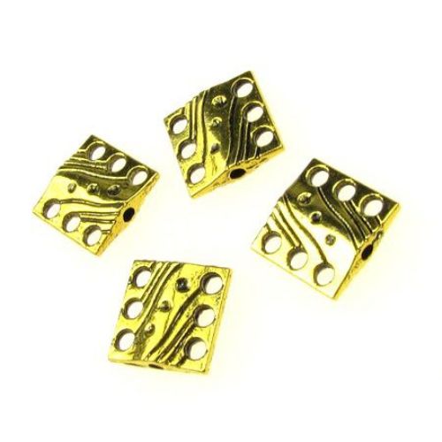 Metal bead  for handmade jewelry making 11x11 mm hole 1 mm gold color -10 grams -9 pieces