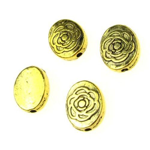 Metal bead  for handmade jewelry making 10x8 mm hole 1 mm gold color -10 grams -14 pieces