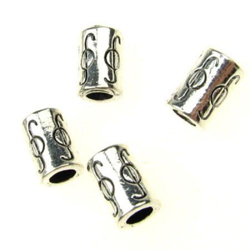 Metal Cylinder Bead for Handmade Accessories, 10x6 mm, Hole: 4 mm, Silver -10 grams -10 pieces