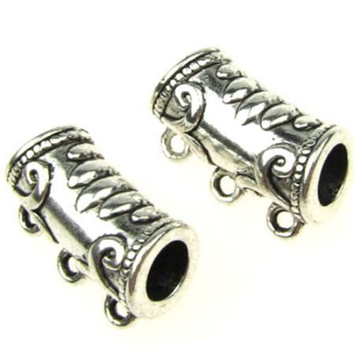 Metal Beads 22x13x10 mm hole 2 mm color old silver -2 pieces