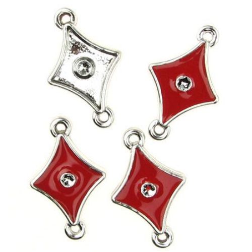 CCB Painted Connecting Element / Diamond, 25x15x4 mm, Red - 5 pieces