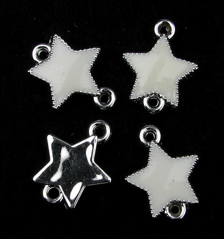 CCB Star-shaped Connector Bead, Link Element for DIY Jewelry Findings, 20x15x3 mm White -10 pieces