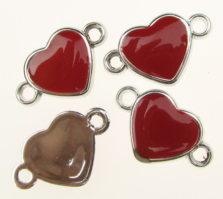 Σύνδεσμος πλαστικός CCB  καρδιά  24x15x3 mm τρύπα 2,5 mm χρώμα κόκκινο -5 τεμάχια