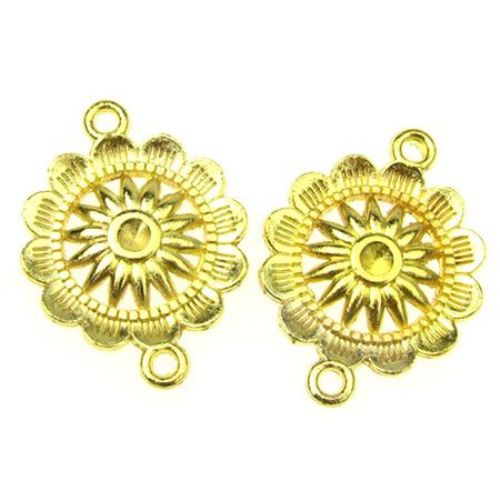 Conecting element flower 27x20 mm hole 2 mm color gold -10 grams
