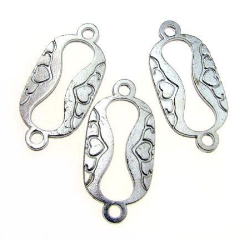 Connecting element 30x18 mm hole 2 mm color silver -10.40 grams -6 pieces