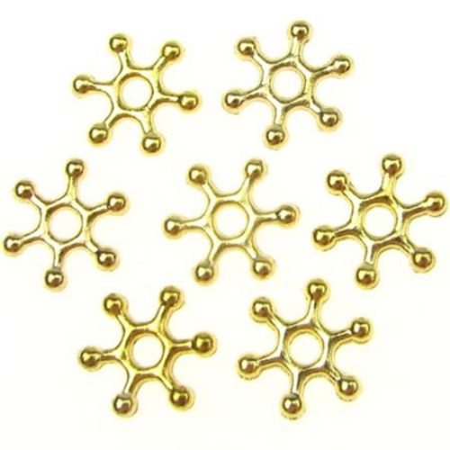 Bead metal snowflake 10x2 mm hole 2 mm color gold -30 pieces -7.46 grams